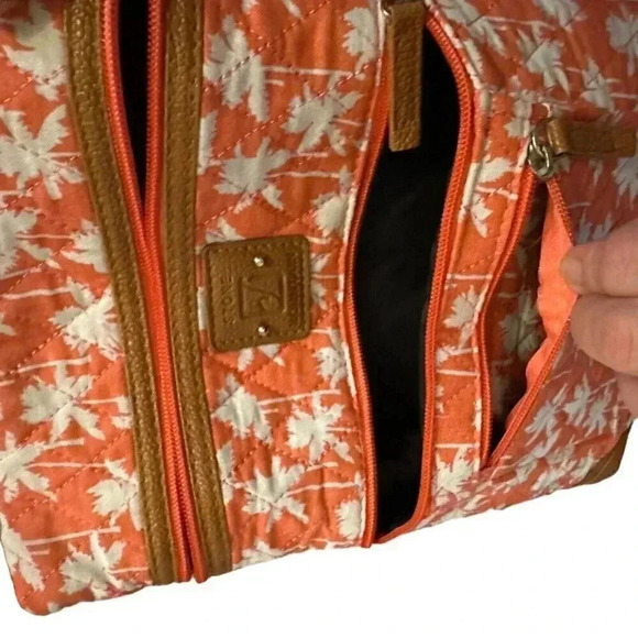 Stone Mountain crossbody purse orange palm tree print quilted - Picture 9 of 12